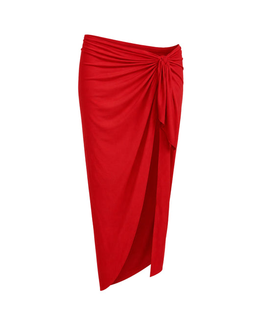 FALDA NUDO LARGA ROJA