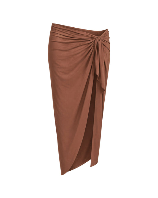 BROWN LONG KNOT SKIRT