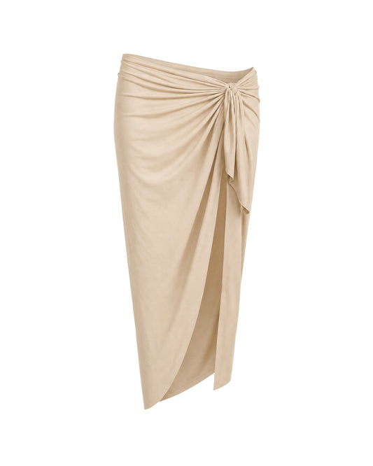 LONG BEIGE KNOTTED SKIRT