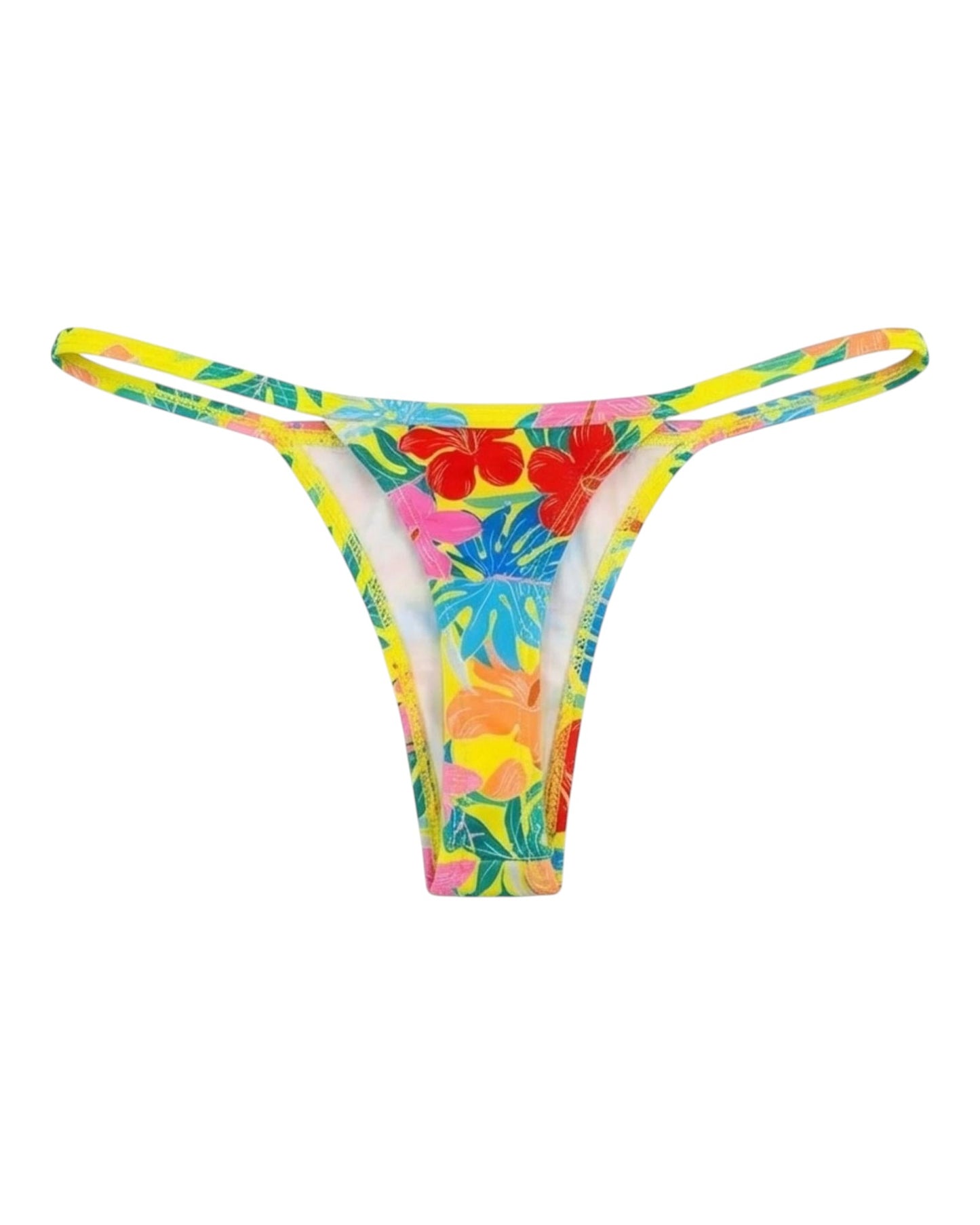 YELLOW FLORAL MINI BIKINI BOTTOM %