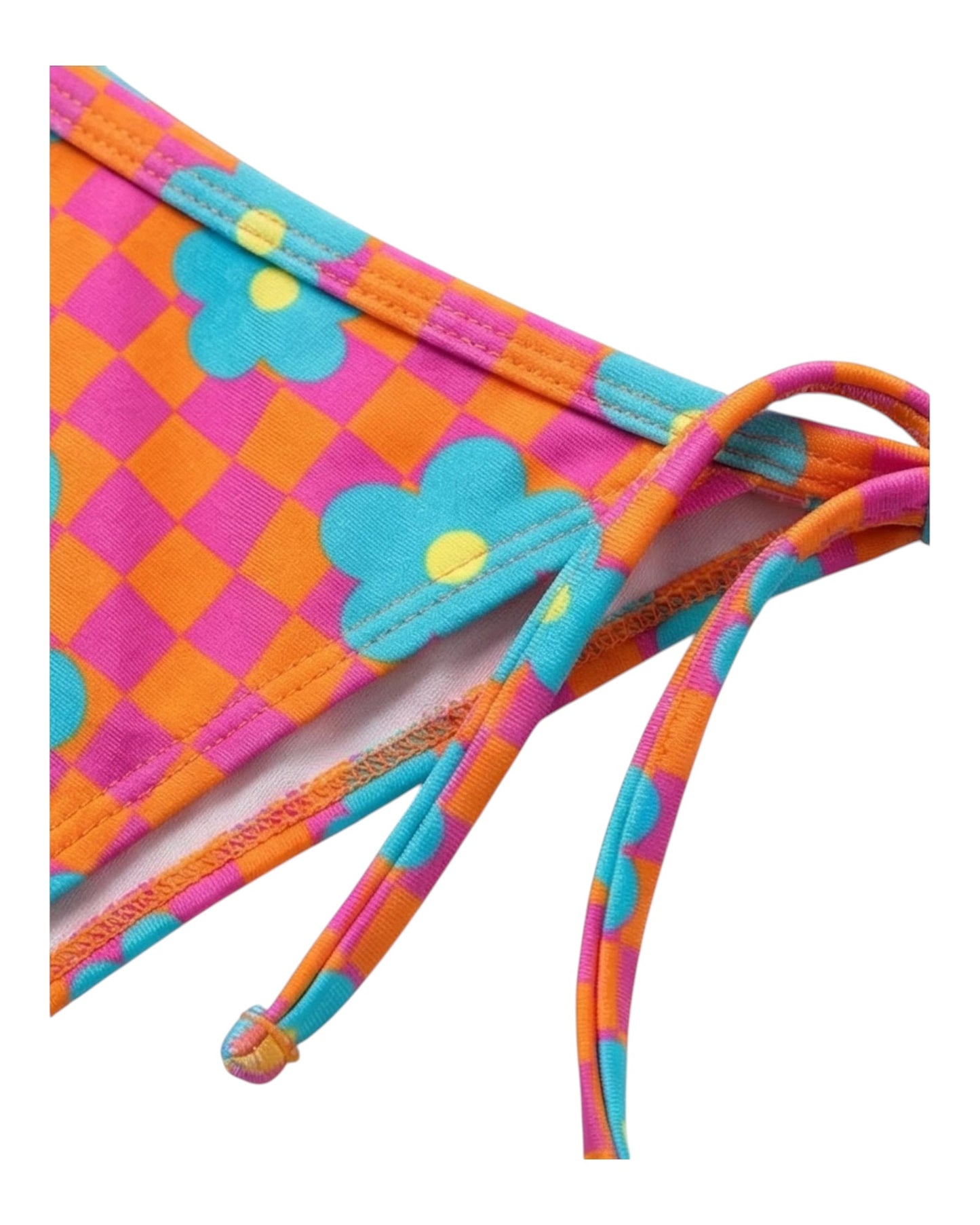 FLORAL PLAID RIPPLE BIKINI BOTTOM %