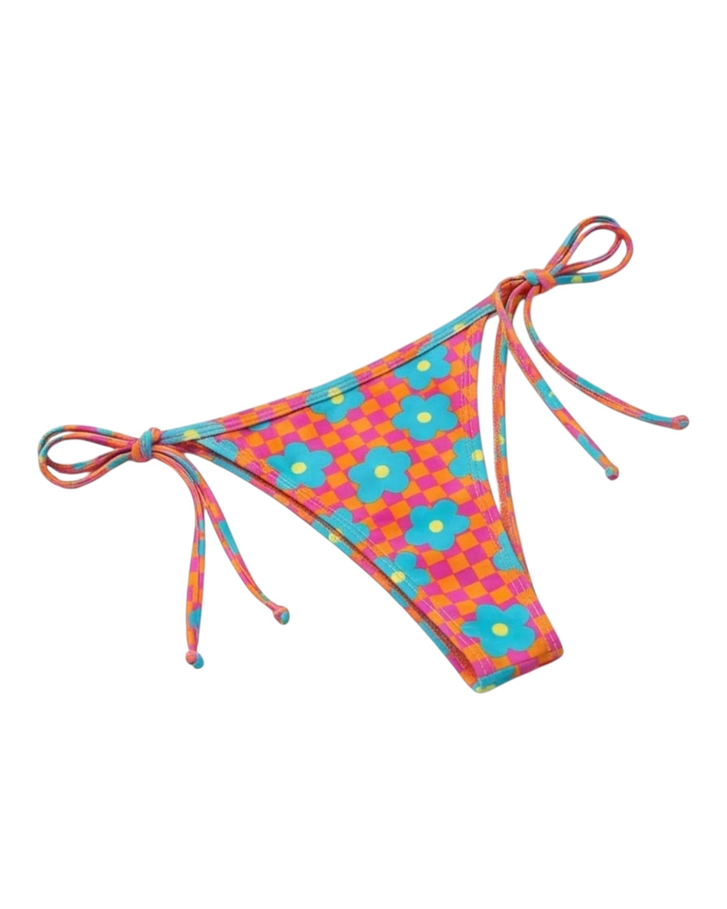 FLORAL PLAID RIPPLE BIKINI BOTTOM %