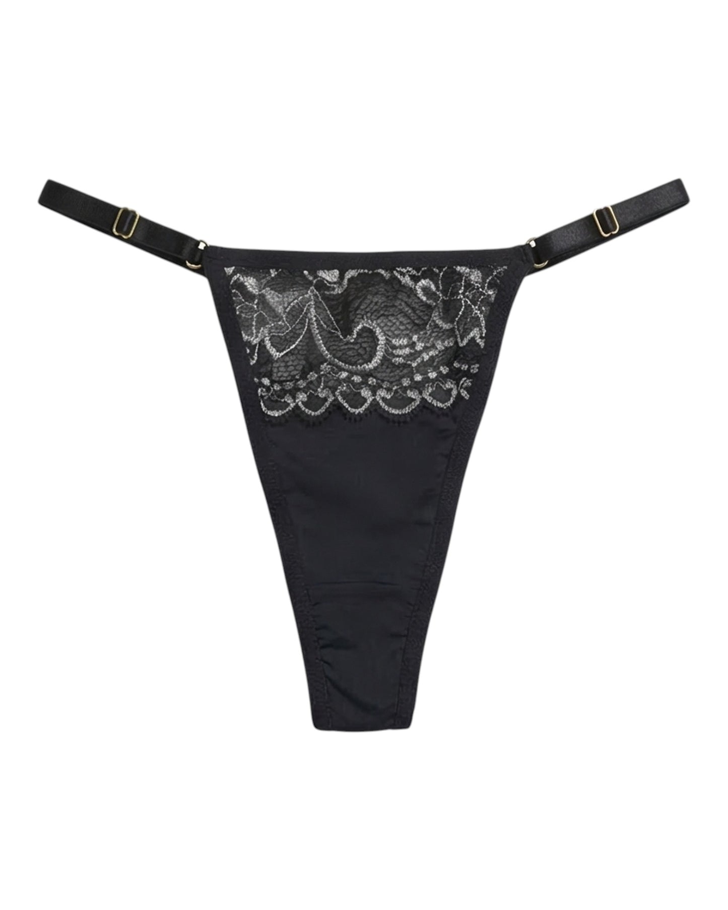 GABRIELA BLACK AND SILVER REGULAR THONG