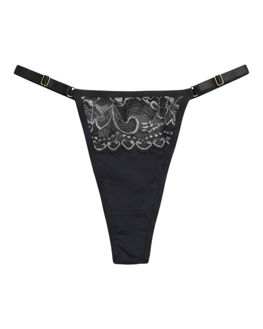 TANGA REG GABRIELA NEGRO Y PLATEADO