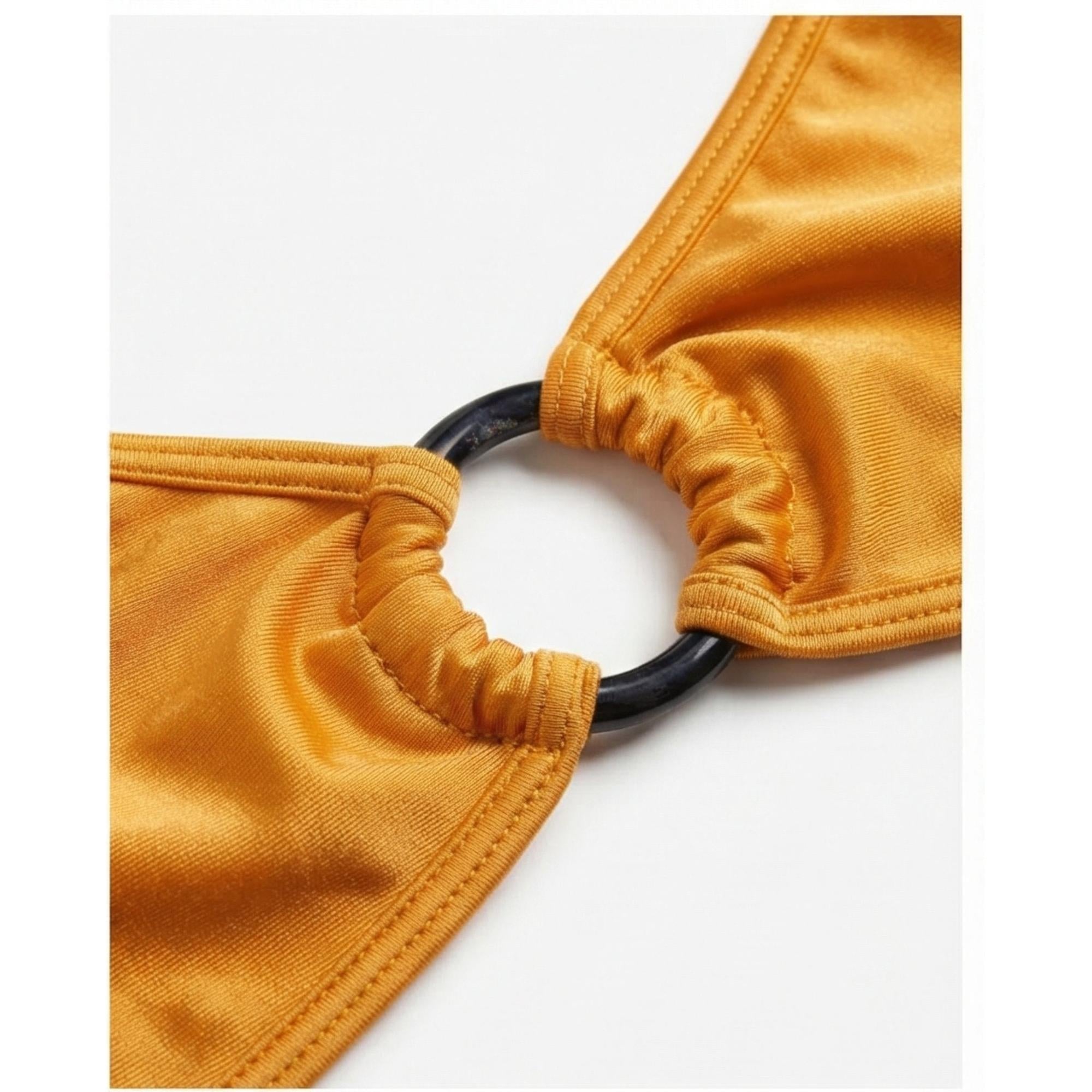 MUSTARD EYELET FIXED TOP %