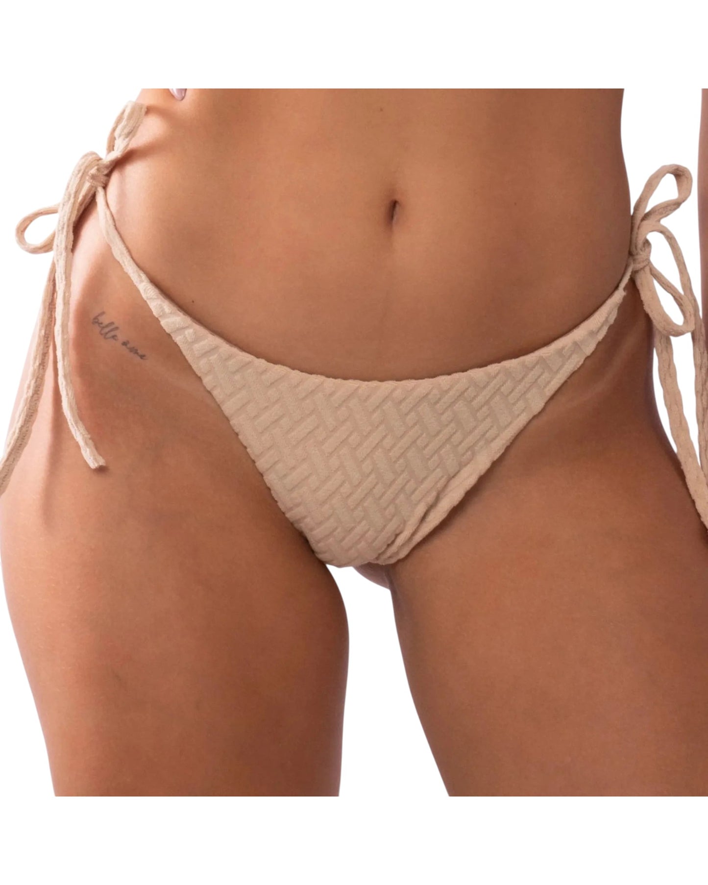 BEIGE TOWEL TIE THONG