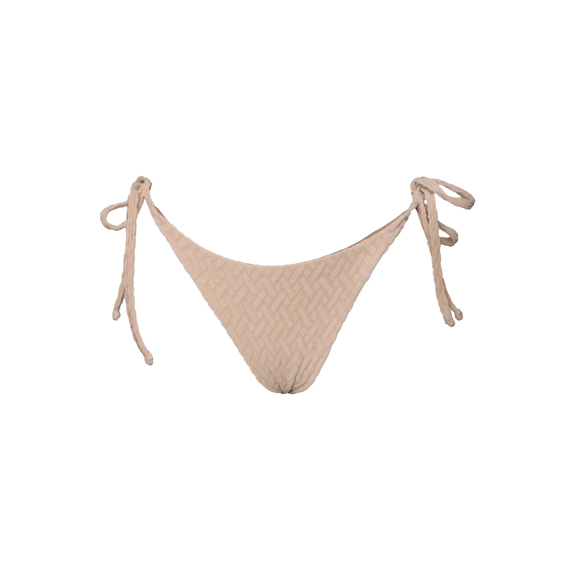 BEIGE TOWEL TIE THONG