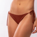 BROWN HONEYCOMB TIE-SIDE THONG