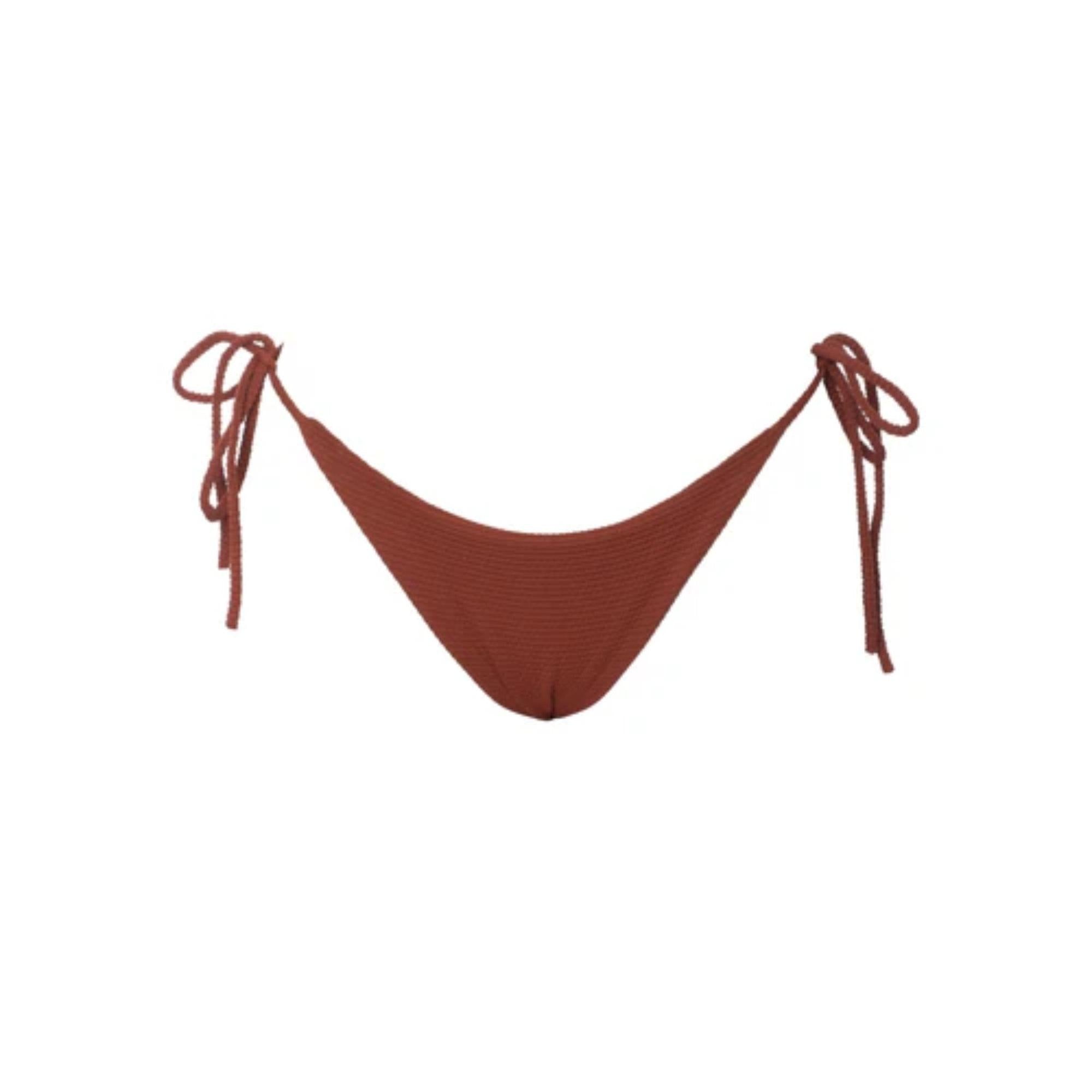 BROWN HONEYCOMB TIE-SIDE THONG