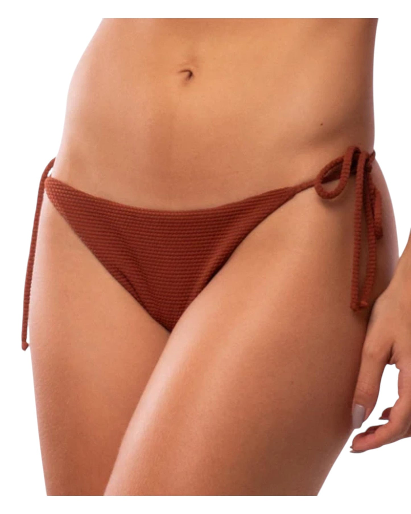 BROWN HONEYCOMB TIE-SIDE THONG